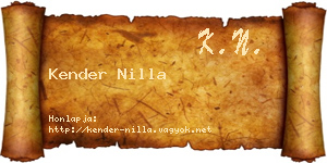 Kender Nilla névjegykártya